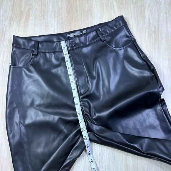 NWT Missguided Black Faux Leather Slim Leg High Rise Trousers Pants Size 12 - Picture 12 of 15